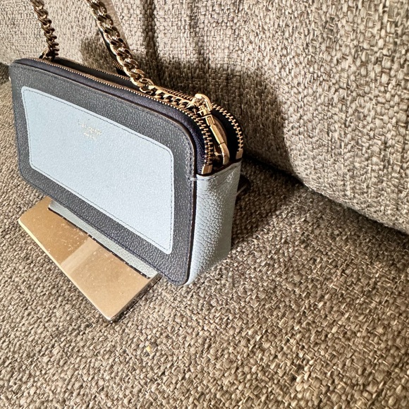 EUC Kate Spade Margaux Double Zip Bicolor Leather Chain Wallet Shoulder BAG - Picture 5 of 12